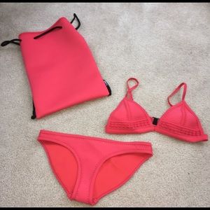 TRIANGL red neoprene bikini set with matching bag